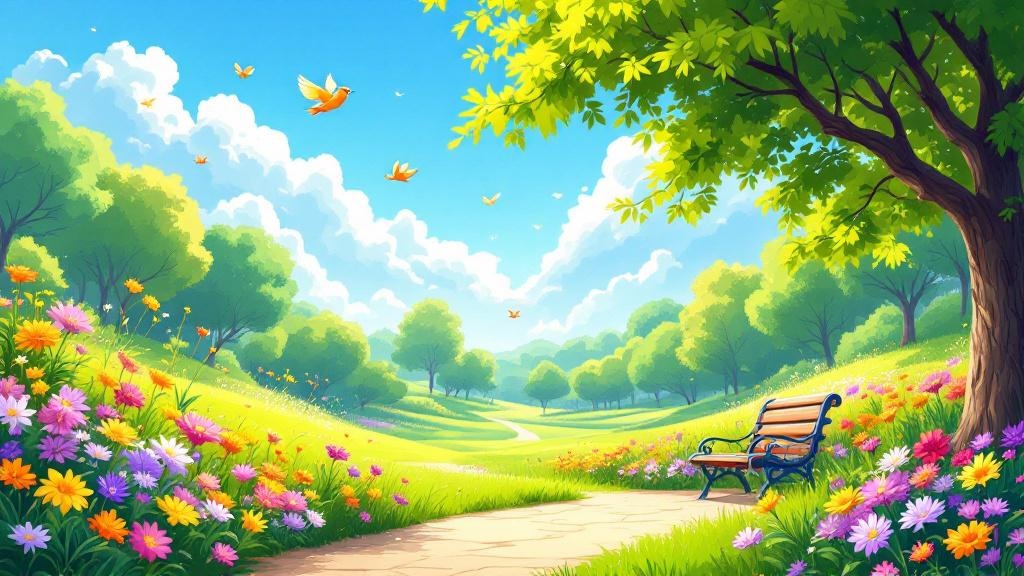Bright sunny park scene perfect for daytime activities