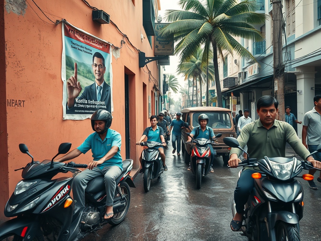 Malé's Congested Streets Meet Faded Development Posters