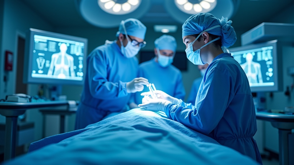 El sistema Robot CORI para cirugía de rodilla siendo utilizado por un cirujano en un quirófano moderno y tecnológico.