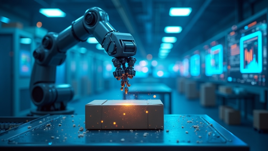Célula de Paletizado Colaborativo ABB con el cobot GoFa 10TM en funcionamiento en Empack Logistics 2025.