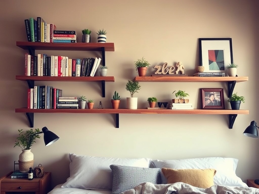 7. Hang Wooden Shelves