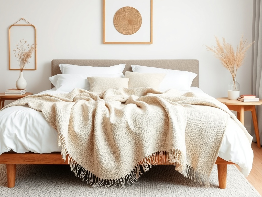 16. Incorporate a Neutral Throw Blanket