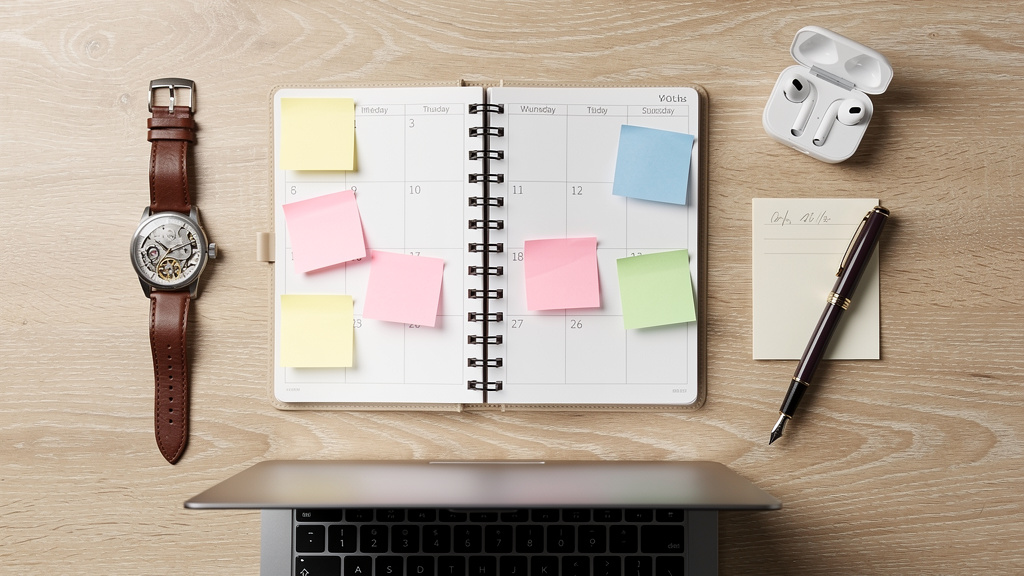 Organized productivity workspace with workflow planning tools