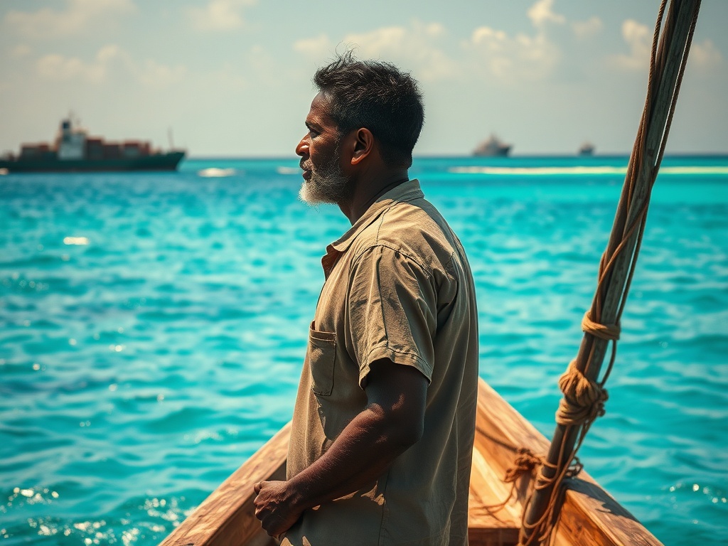 Fishermen Watch Foreign Ships Cross Their Horizon