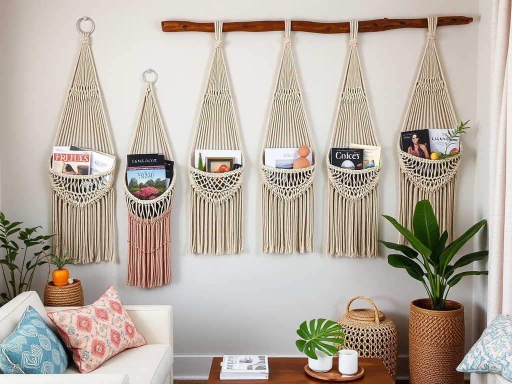 12. Add Macrame Wall Pockets