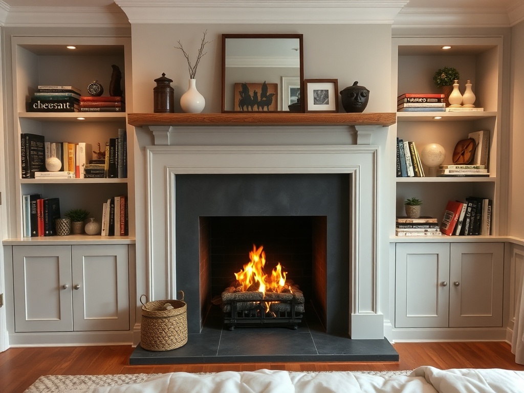 2. Frame the Fireplace with Built-in Shelves