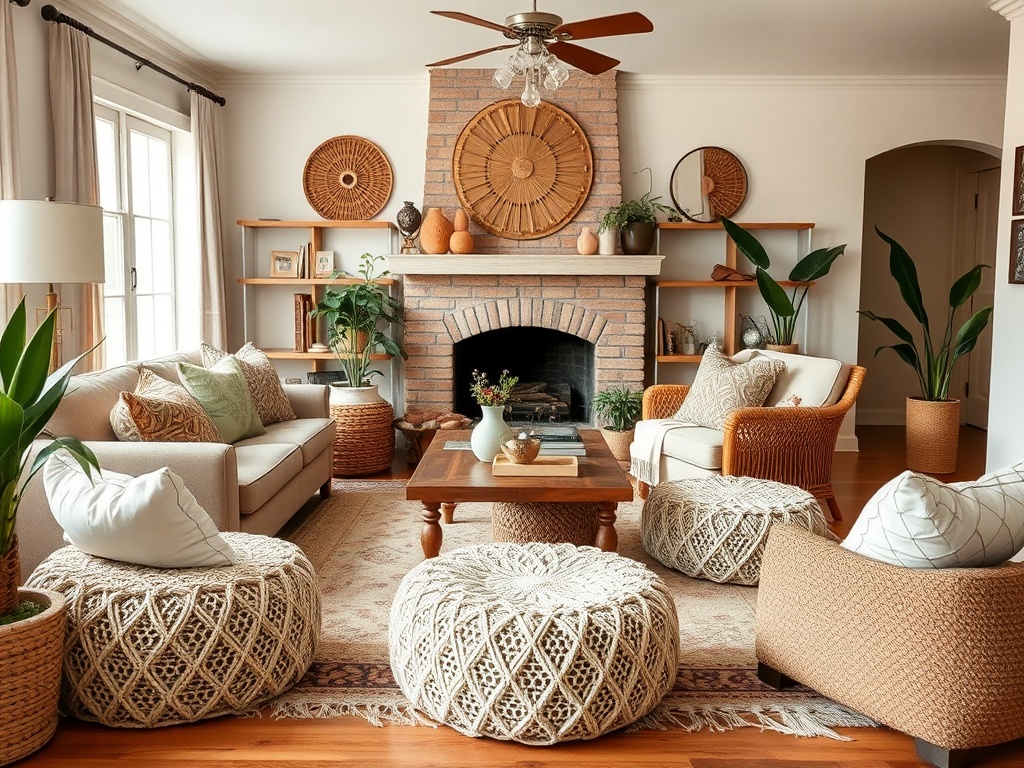 19. Incorporate Macrame Poufs