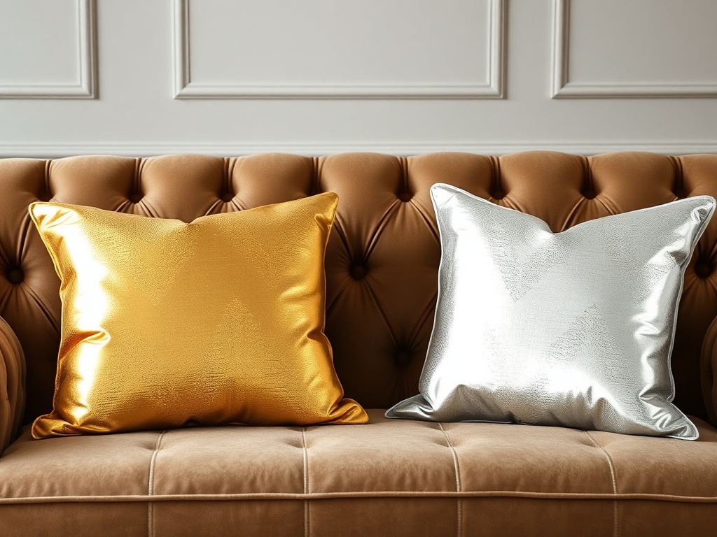 8. Use Metallic Throw Pillows