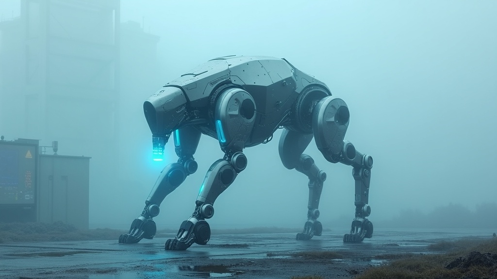 El Robot D1 Transformable mostrando su agilidad en terreno irregular.