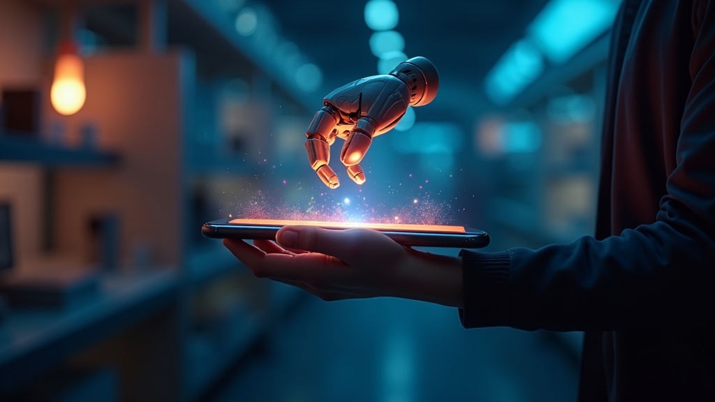 Concepto artístico del HONOR Robot Phone mostrando la fusión de tecnología y humanidad.