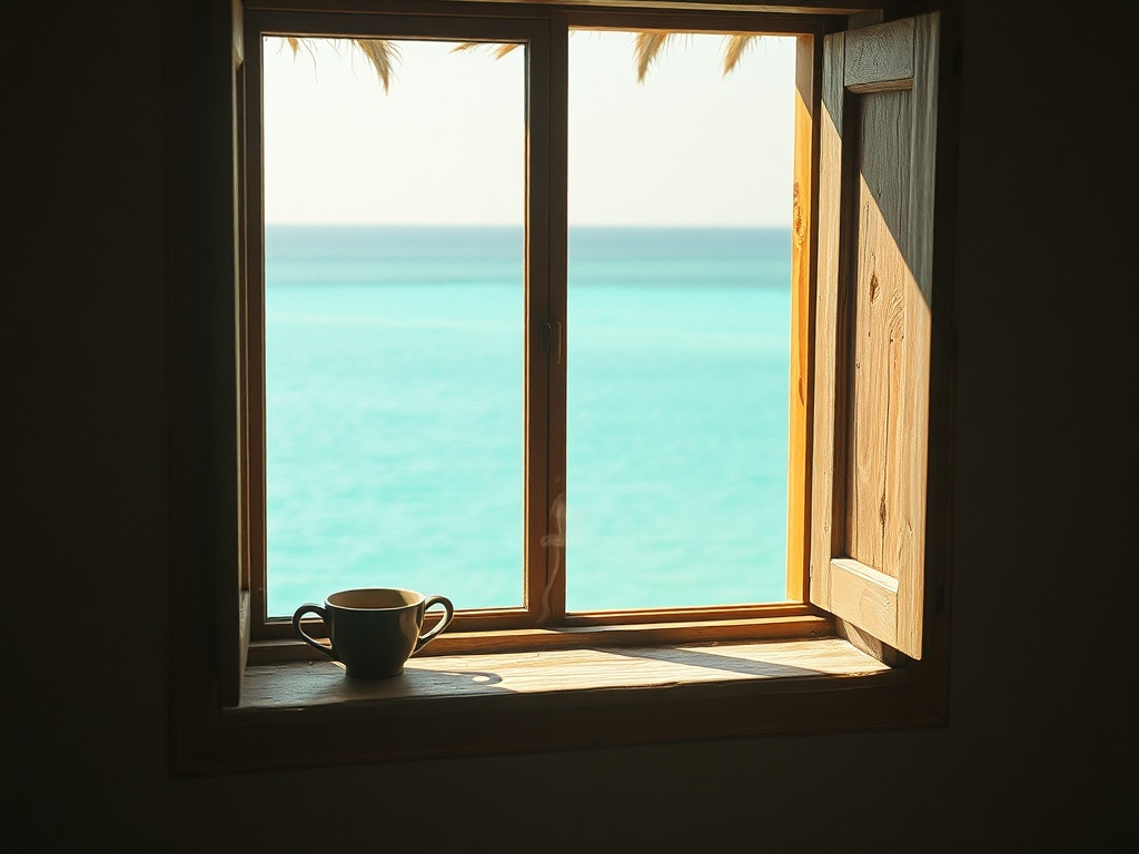 Morning Tea on a Malé Windowsill, Watching the Ocean