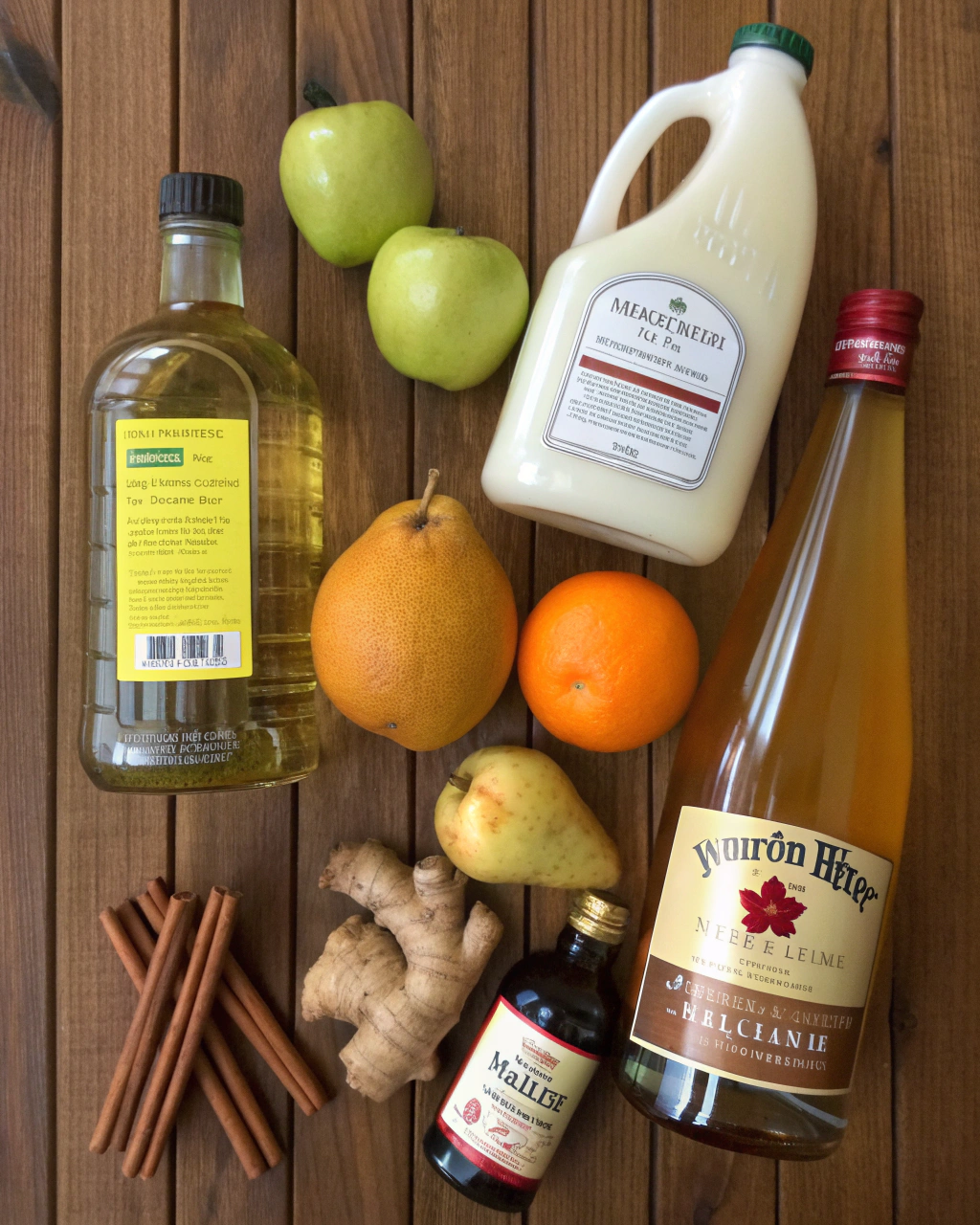 Non Alcoholic Apple Cider Sangria ingredients laid out on clean white counter