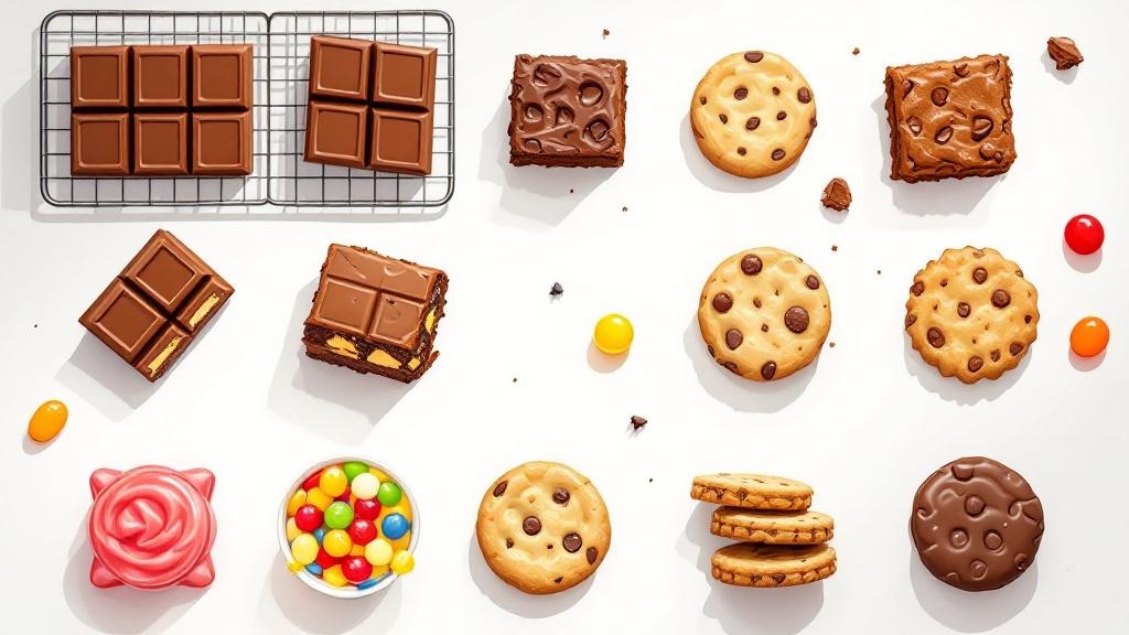Assortment of THC edibles including chocolates and drinks