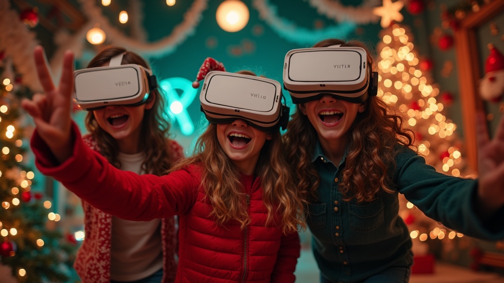 Entorno virtual inmersivo del Polo Norte en el Escape room S.O.S Santa en Barcelona.