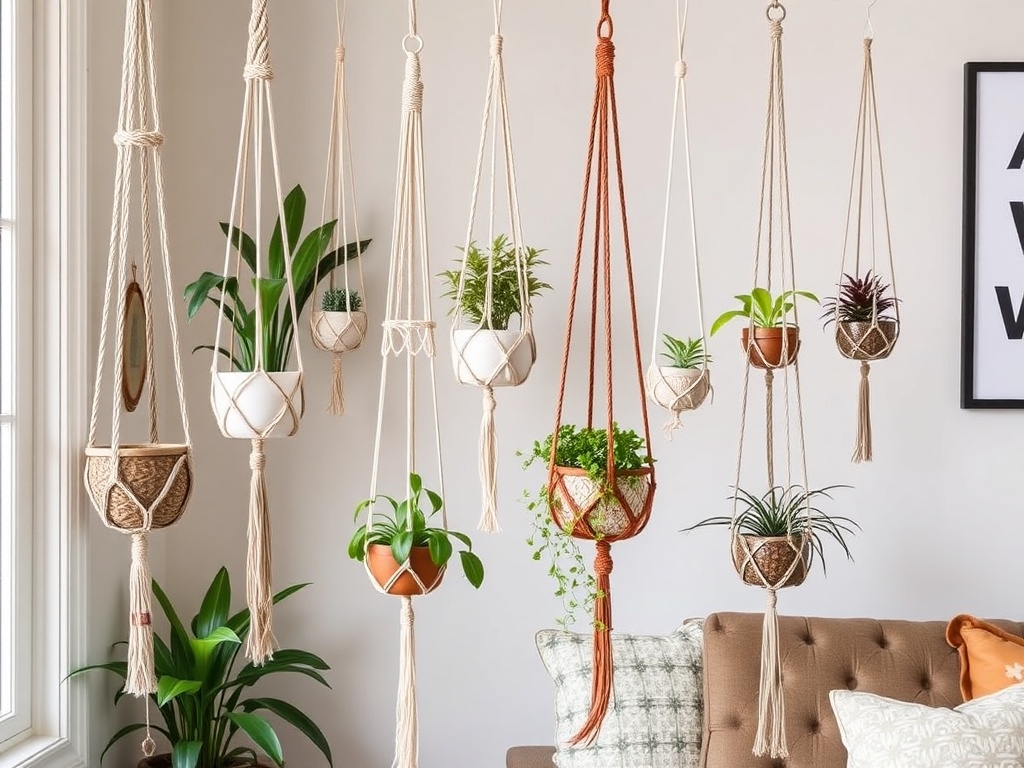 4. Use Macrame Plant Hangers