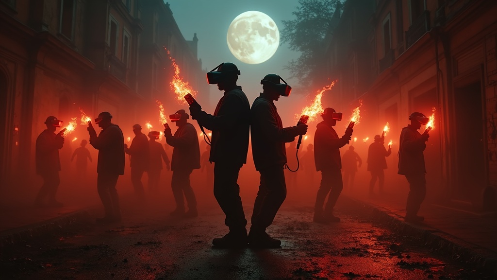 Jugadores inmersos en la experiencia de Zero Latency Málaga para Halloween