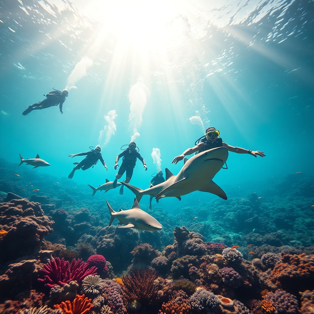 Buceo con tiburones en la Gran Barrera de Coral (Australia)