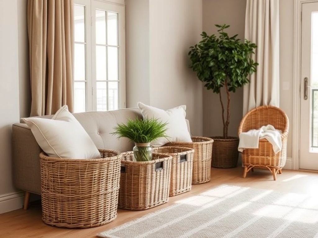 17. Use Wicker Baskets for Storage