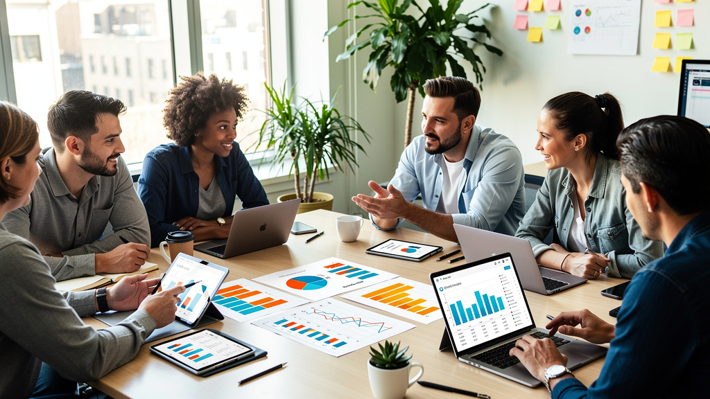 Business team collaborating on AI automation strategy