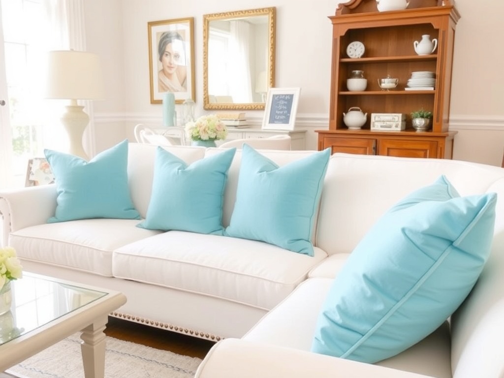 4. Incorporate Sky Blue Throw Pillows
