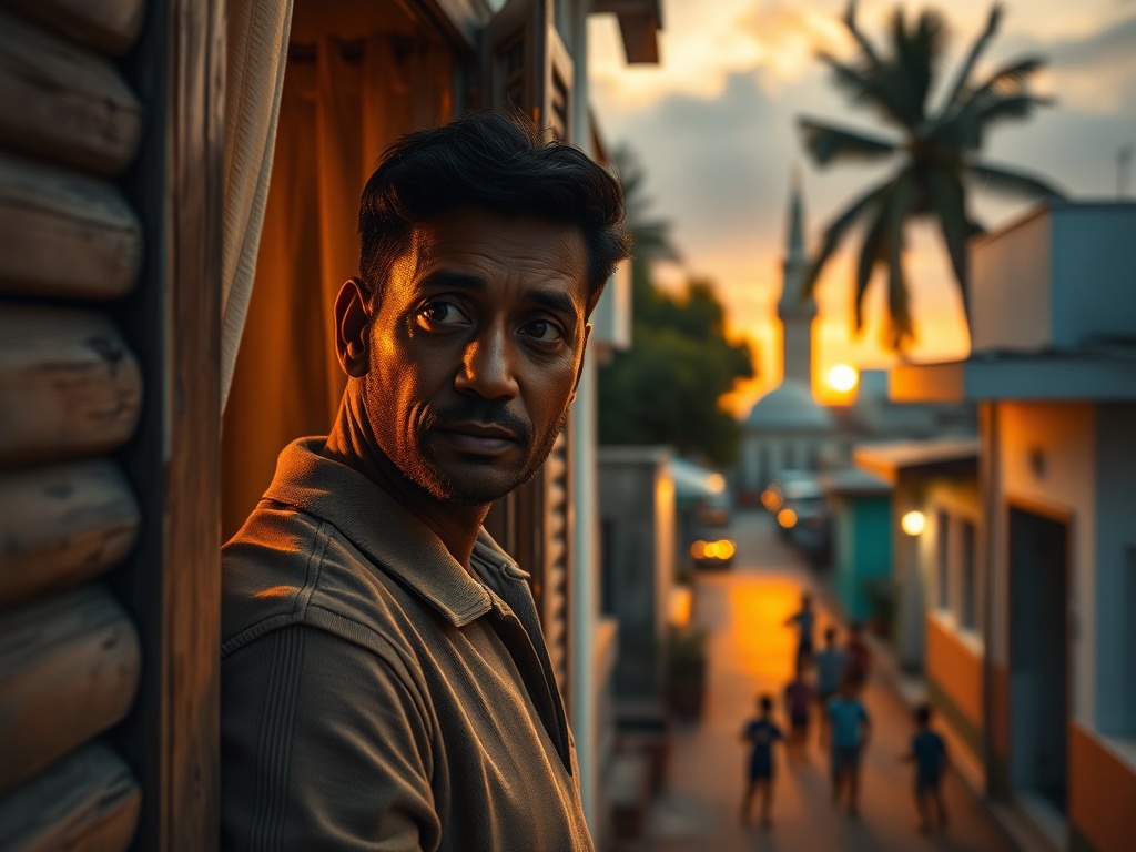 The Late Night Worker Watching Children Play at Sunset