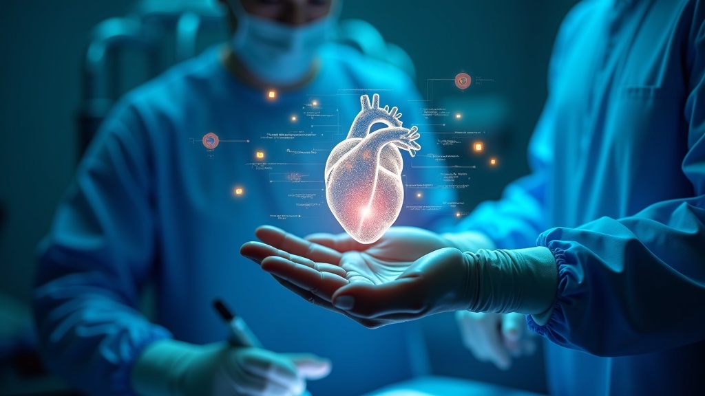 Un médico evalúa datos en una pantalla con gráficos de IA, ilustrando el debate sobre la IA en medicina ética legal.