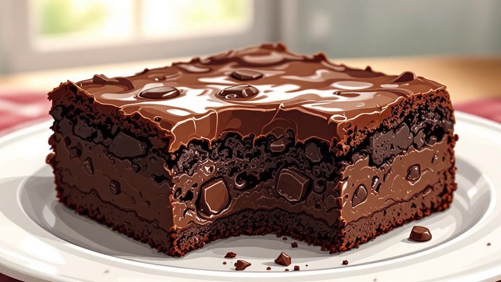 Cartoon cross-section view of fudgy cannabis brownie