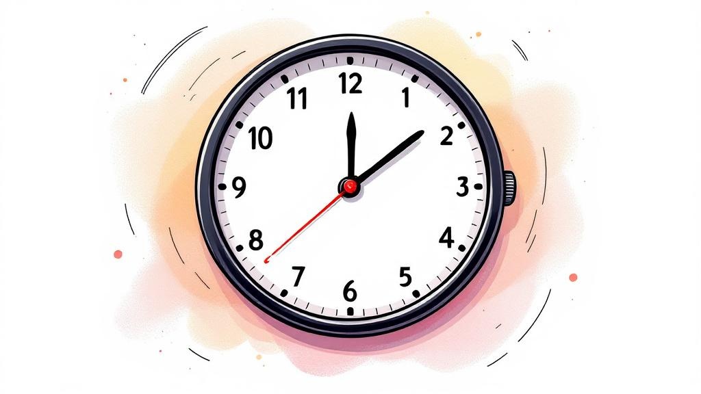 Clock illustrating edible onset waiting period