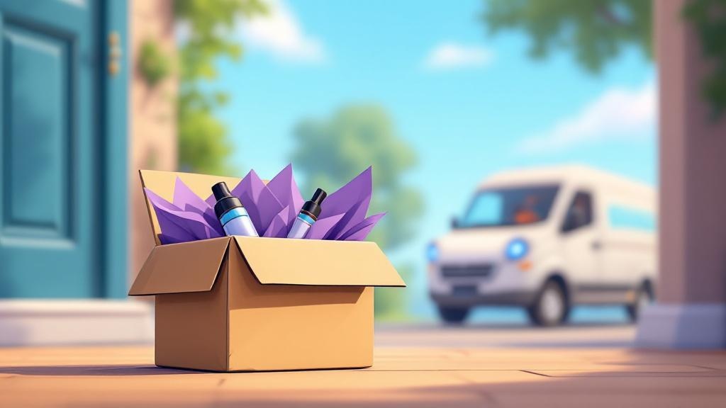 Discreet cannabis vape delivery packaging on doorstep