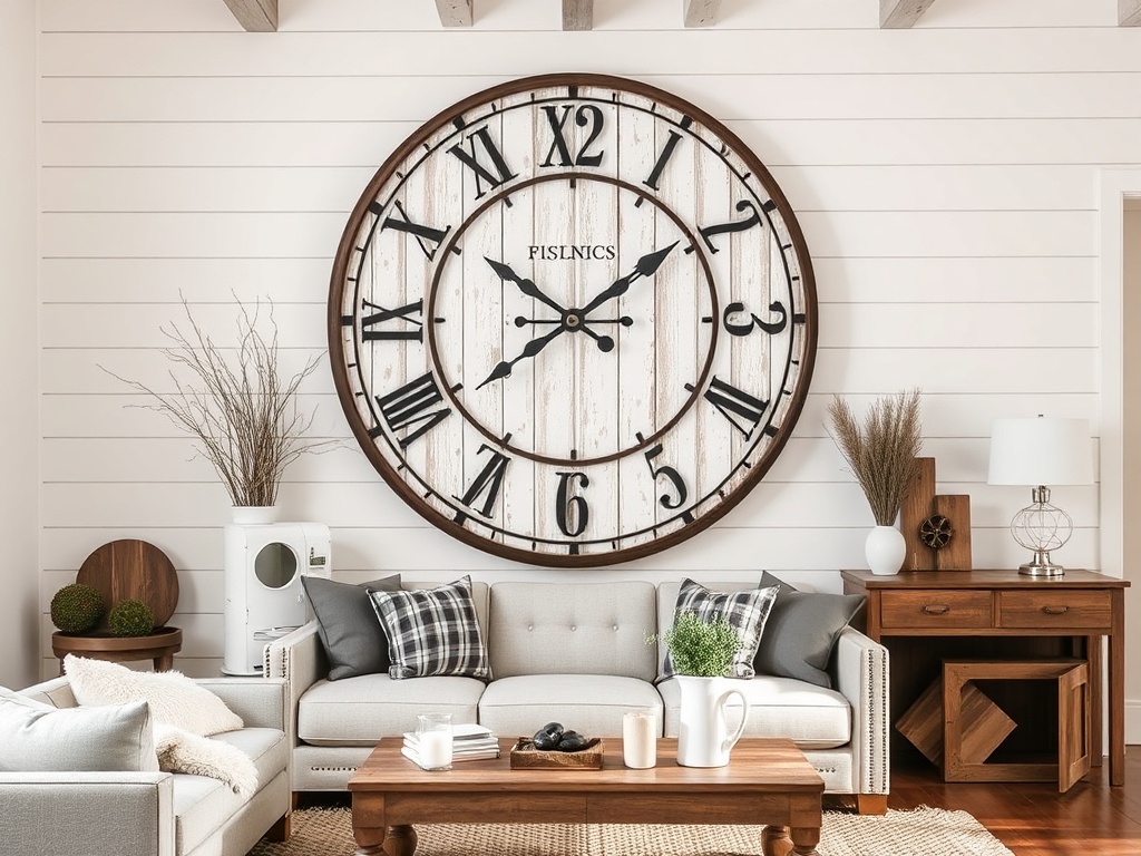 8. Place a Large Farmhouse Clock