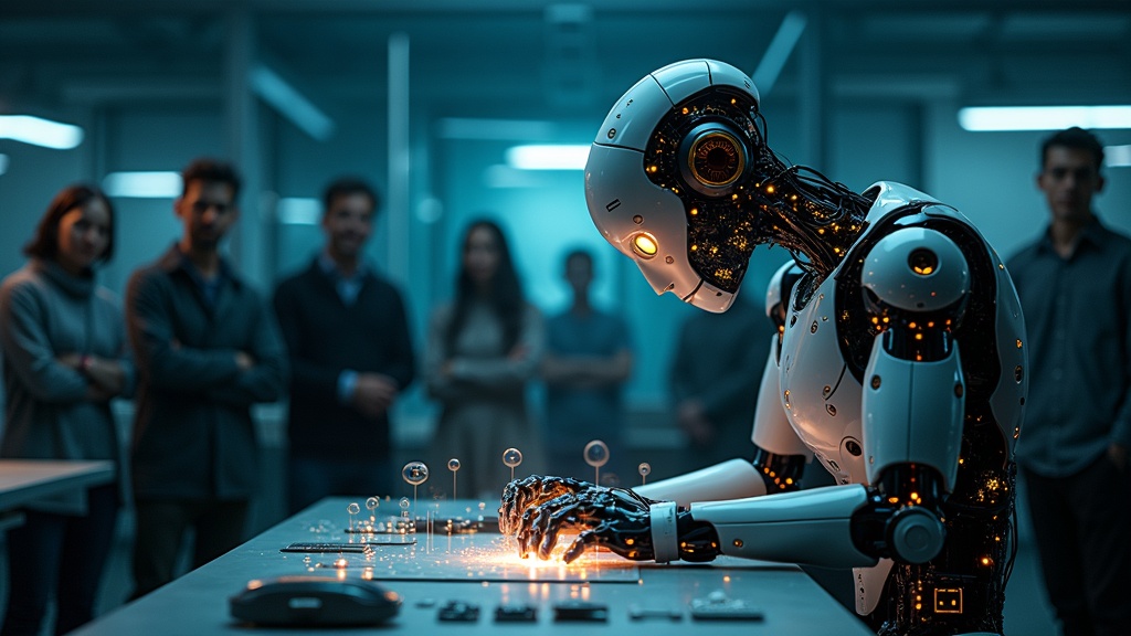 Primer plano de ojo robótico analizando datos en tiempo real