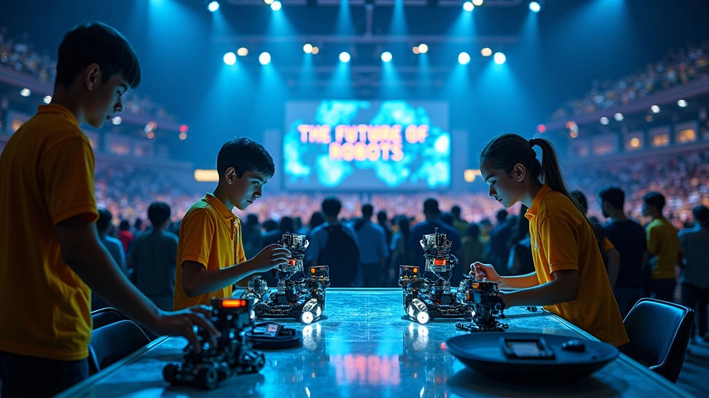 El equipo de robótica Alfa Centauri de Dénia preparando su robot para la World Robot Olympiad 2025 Dénia.