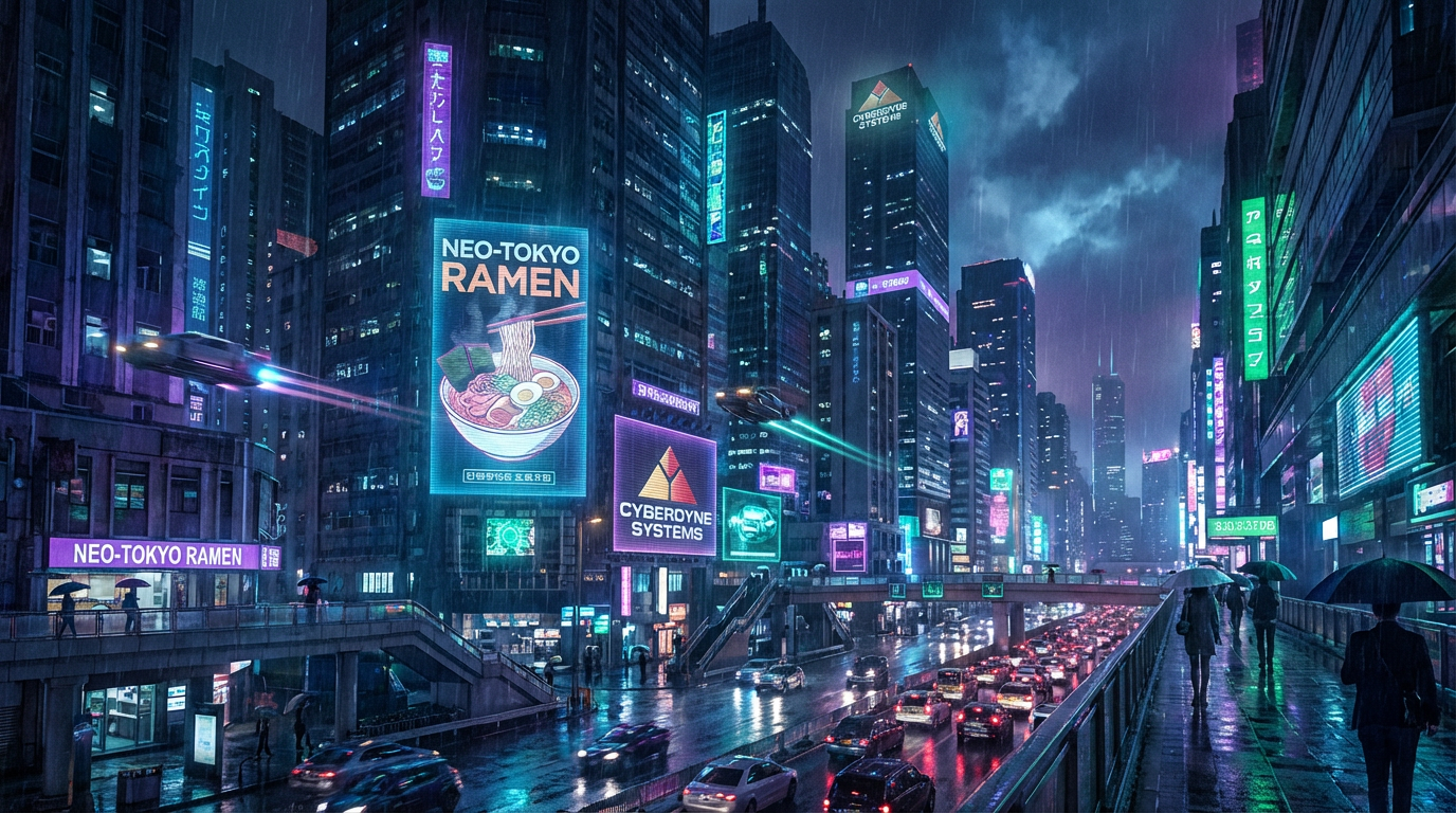 Cyberpunk futuristic cityscape at night generated by Nano Banana 2