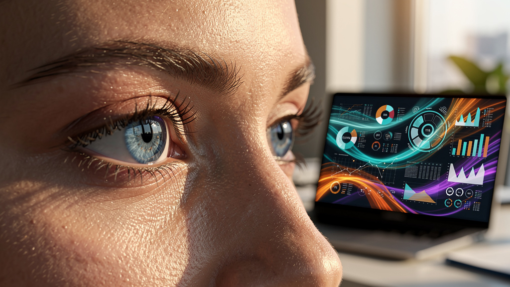 Business professional analyzing AI agent data visualizations