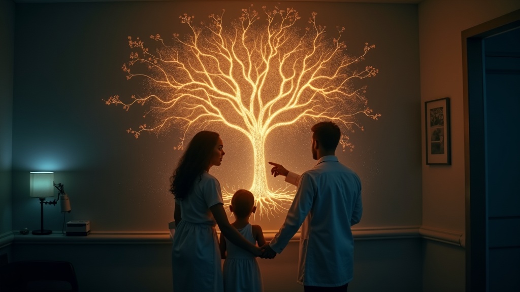 Imagen conceptual de cadenas de ADN y circuitos tecnológicos