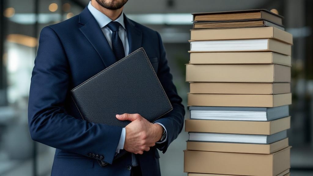 Professional managing confidential business documents and archives