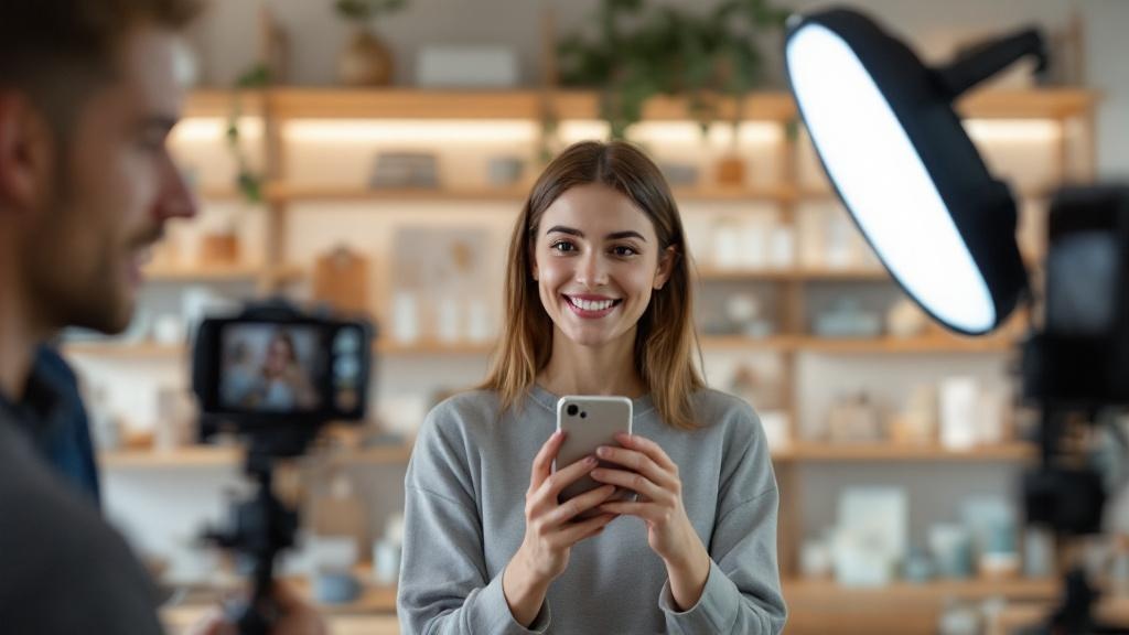 Small business owner creating authentic social media video