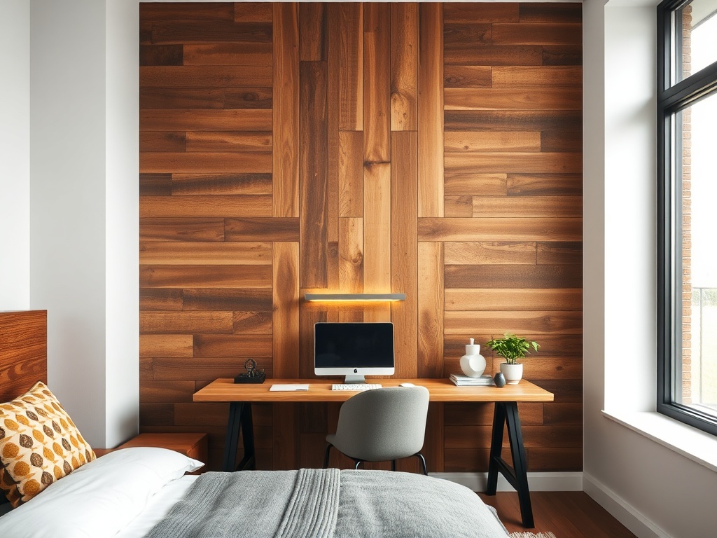18. Create a Feature Wall Behind Your Desk