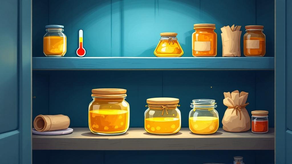 Cartoon illustration of proper concentrate storage containers