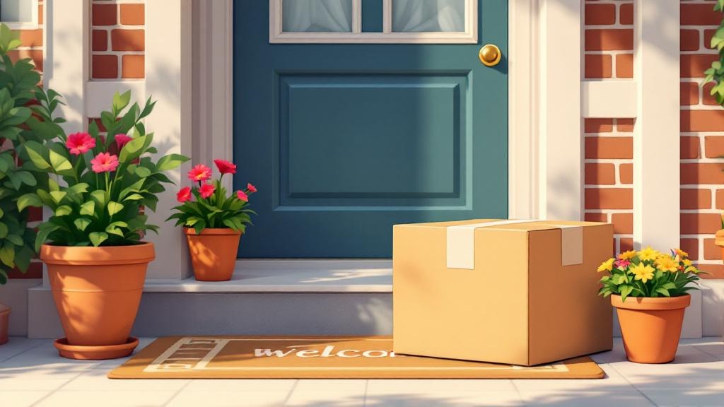 Unmarked discreet cannabis delivery box on doorstep