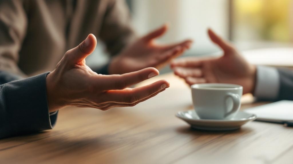 Hand gestures revealing nonverbal communication during conversation