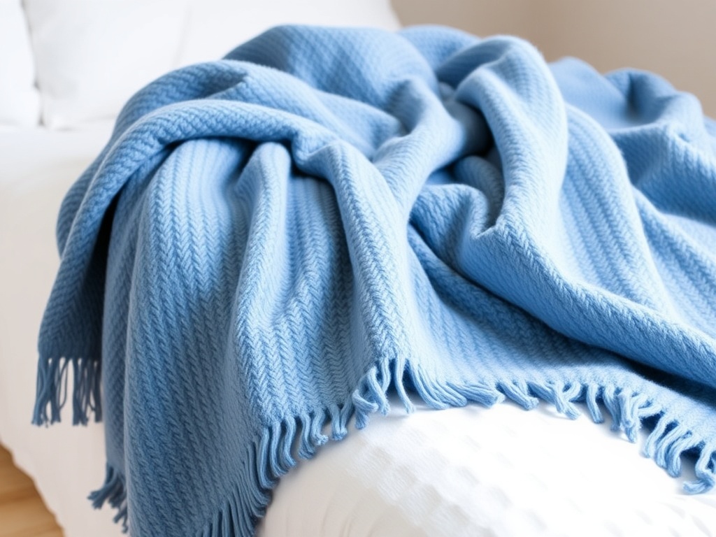 11. Introduce a Blue Throw Blanket