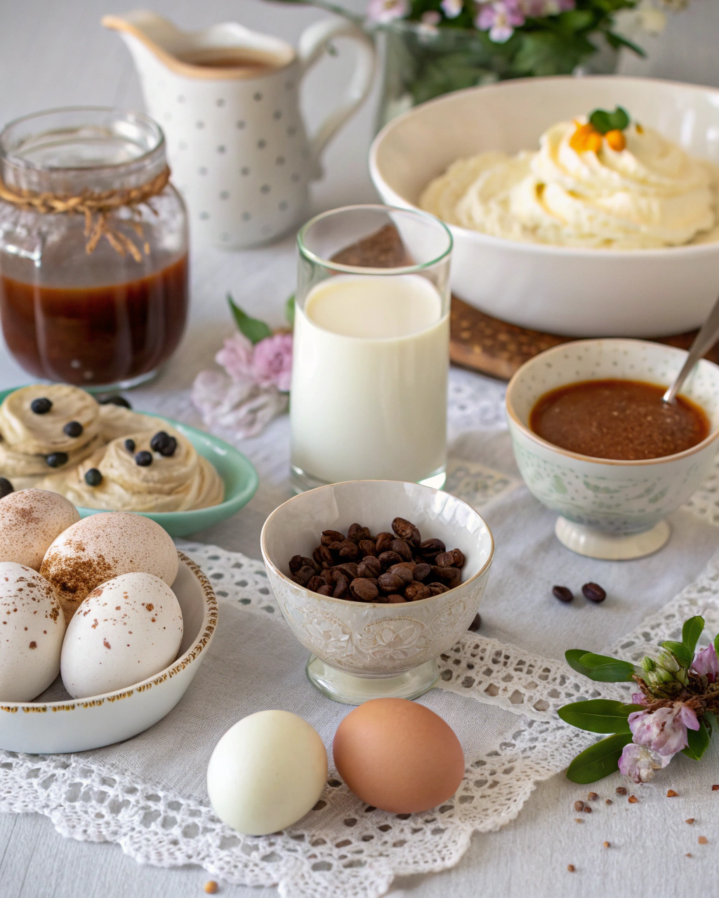 Hot Cross Bun Mocktail ingredients laid out on clean white counter