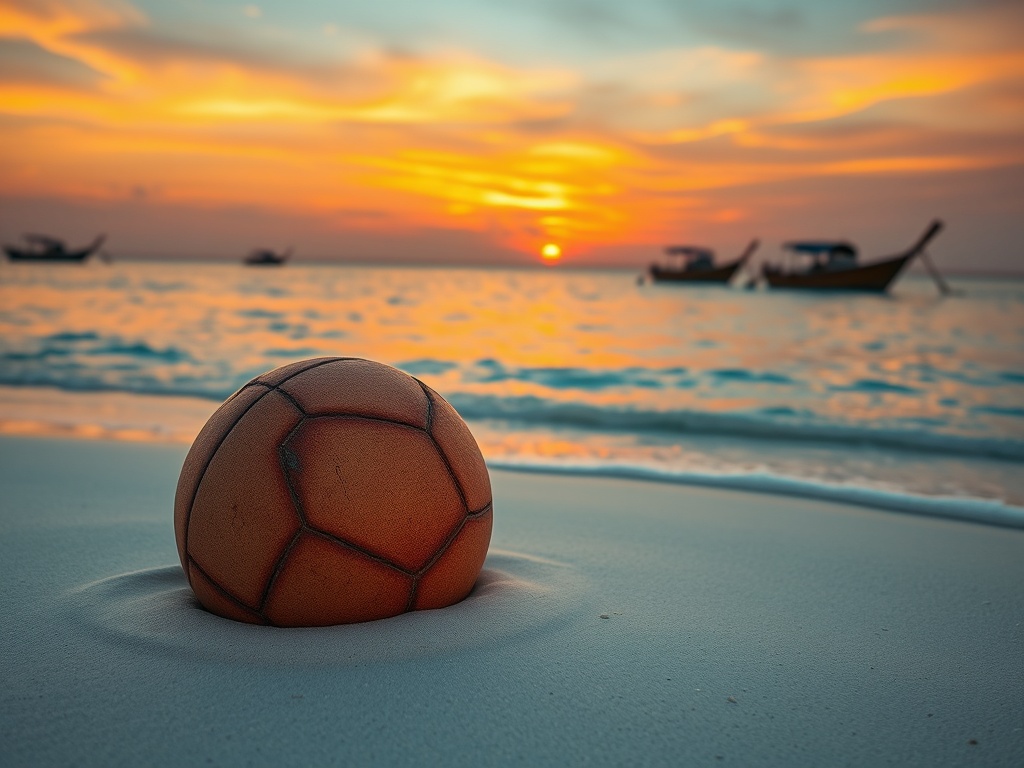 A Worn Football on Sand and the Words That Win