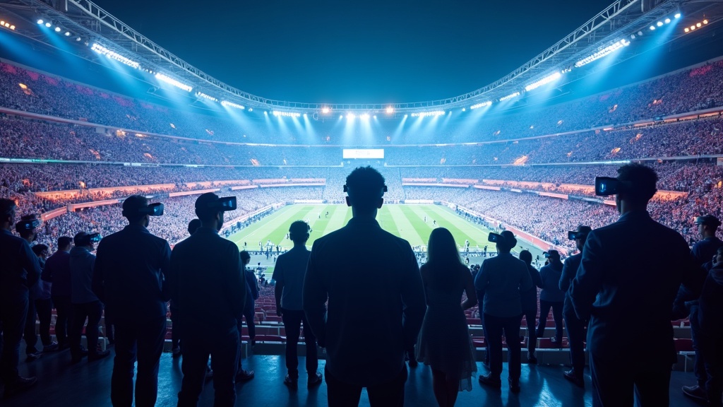 Concepto artístico de la experiencia inmersiva del Apple Vision Pro en el Bernabéu