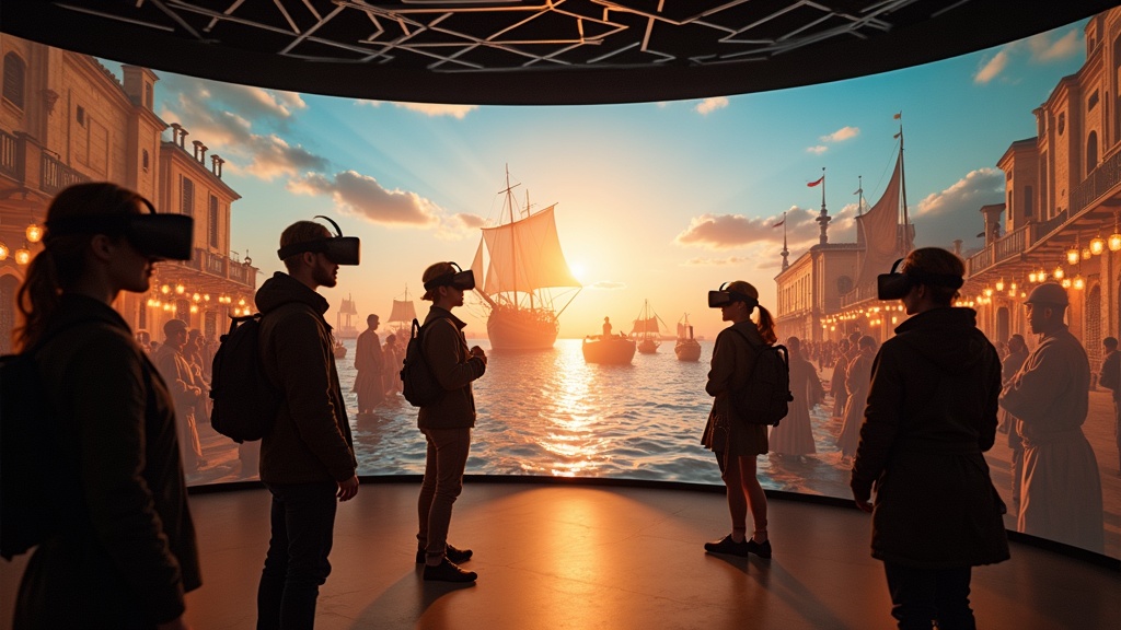 Recreación digital del histórico puerto en la experiencia de Realidad Virtual Puerto Palos.