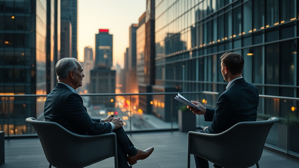 현대적 스튜디오에서 중재자가 부부의 대화를 돕는 장면