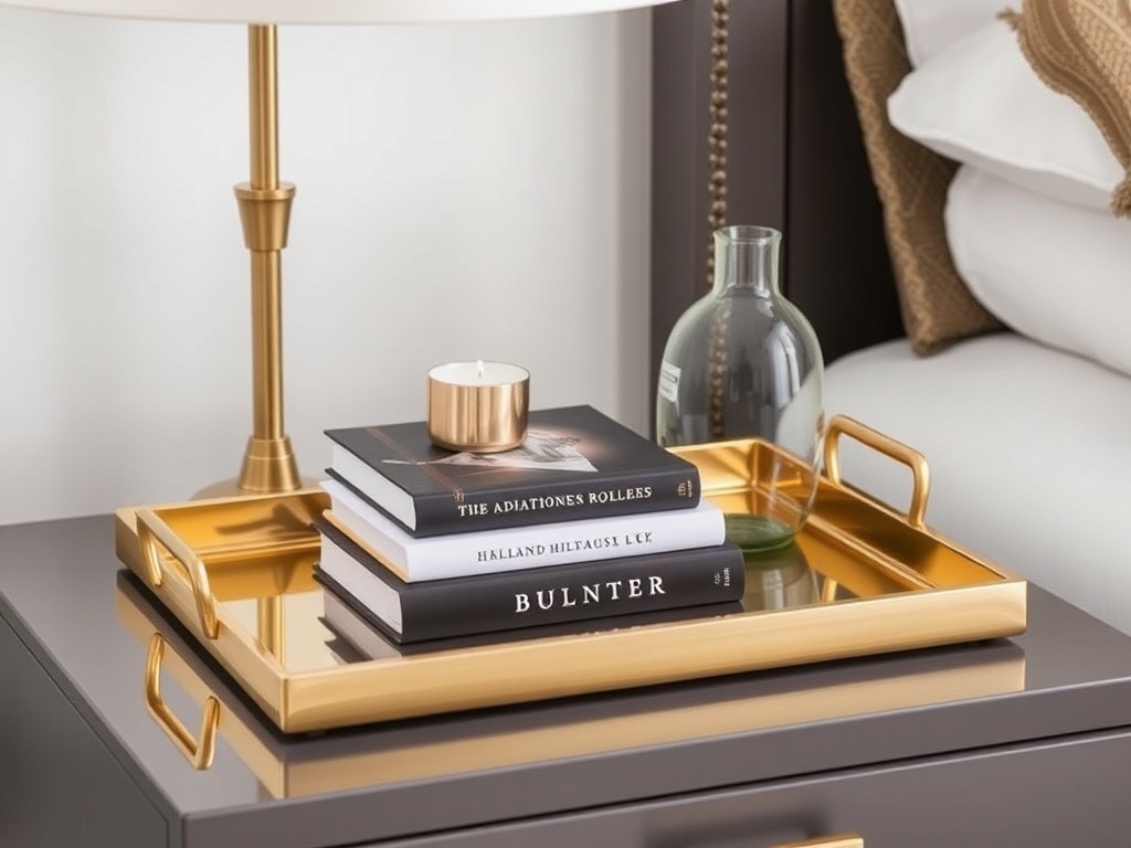 20. Place a Gold Tray on Your Nightstand