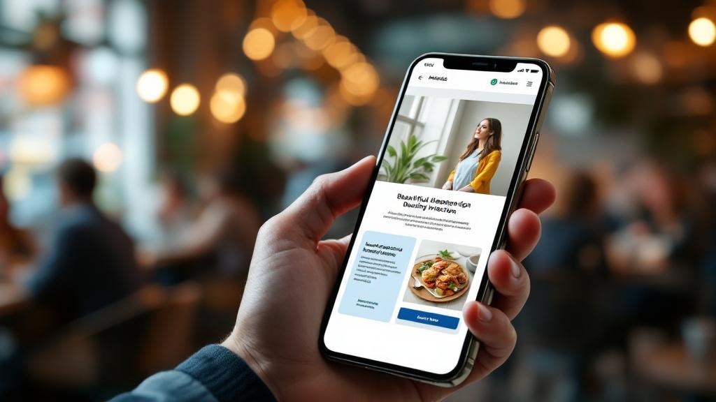 Mobile-optimized website displayed on smartphone in natural setting
