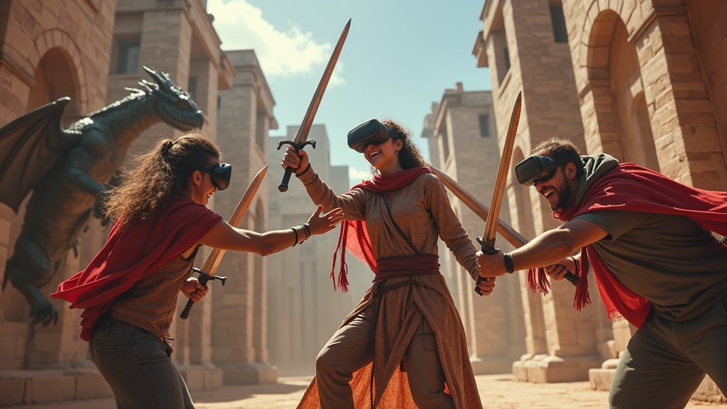 Guerrero samurái preparándose para un duelo en el juego espadas VR Broken Edge